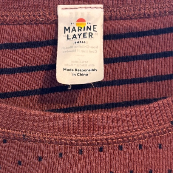 Marine Layer Reversible Raglan Long Sleeve Top Sz Small in Clay/Navy Stripe EUC - Picture 4 of 7